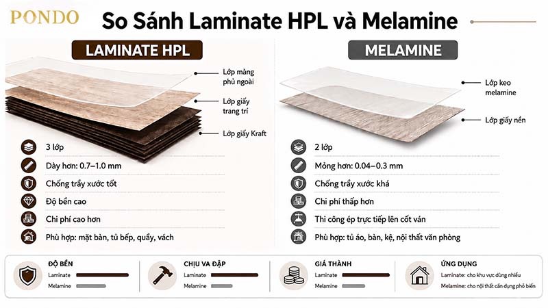 So sánh chi tiết giữa Laminate và Melamine