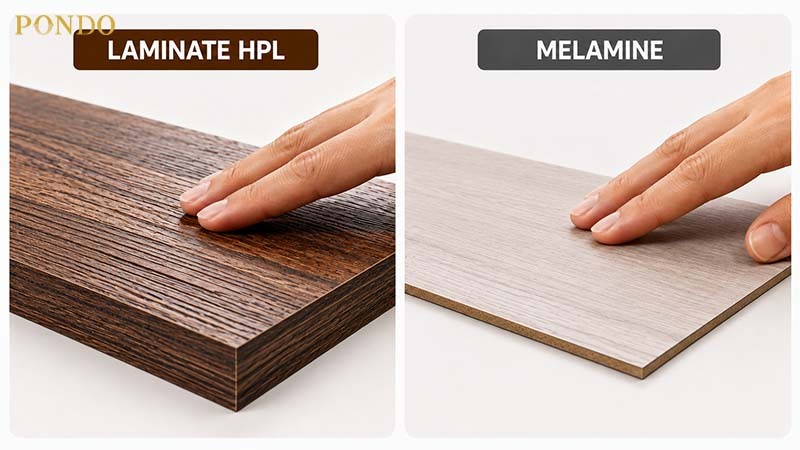 Phân biệt Melamine và Laminate qua bề mặt