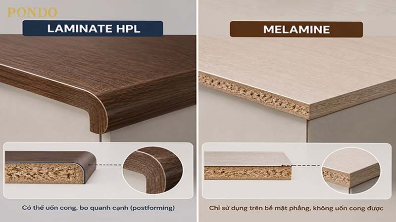 Phân biệt Melamine và Laminate về khả năng bo cong